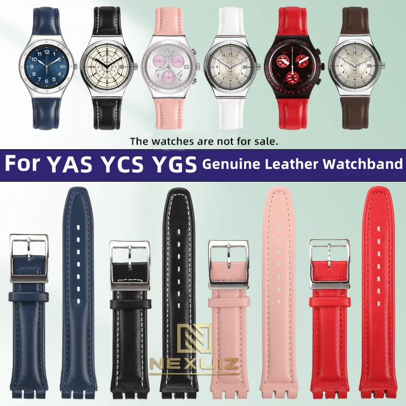 

Special Concave Convex Mouth Genuine Leather Watch Strap For Swatch YRS YVS IRONY Unisex Watchband 17mm 19mm Pin Buckle Style