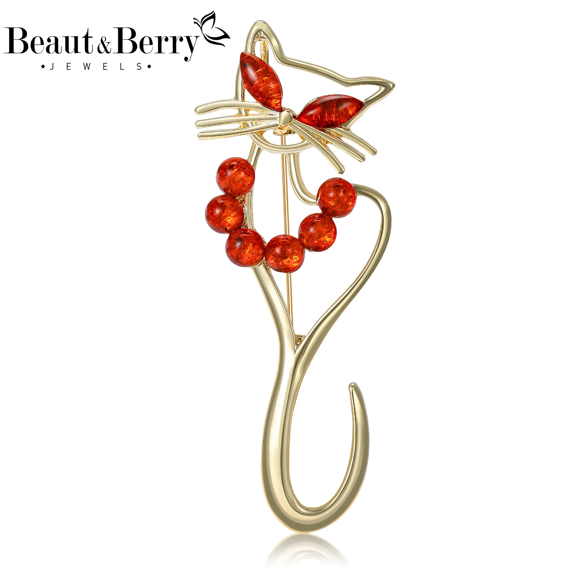 Модные простые ажурные броши-кошки Beaut&Berry для женщин, унисекс, повседневные броши в виде животных, украшения для вечеринок, аксессуары, подарки