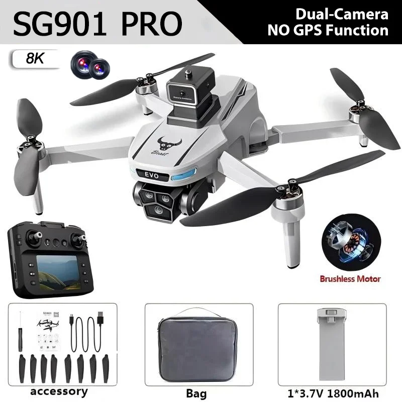 Lenovo SG901 MAX GPS Drone Professionele 8K Luchtfoto HD Obstakelvermijdende drone met groter scherm, afstandsbediening en opvouwbare borstelloze motor