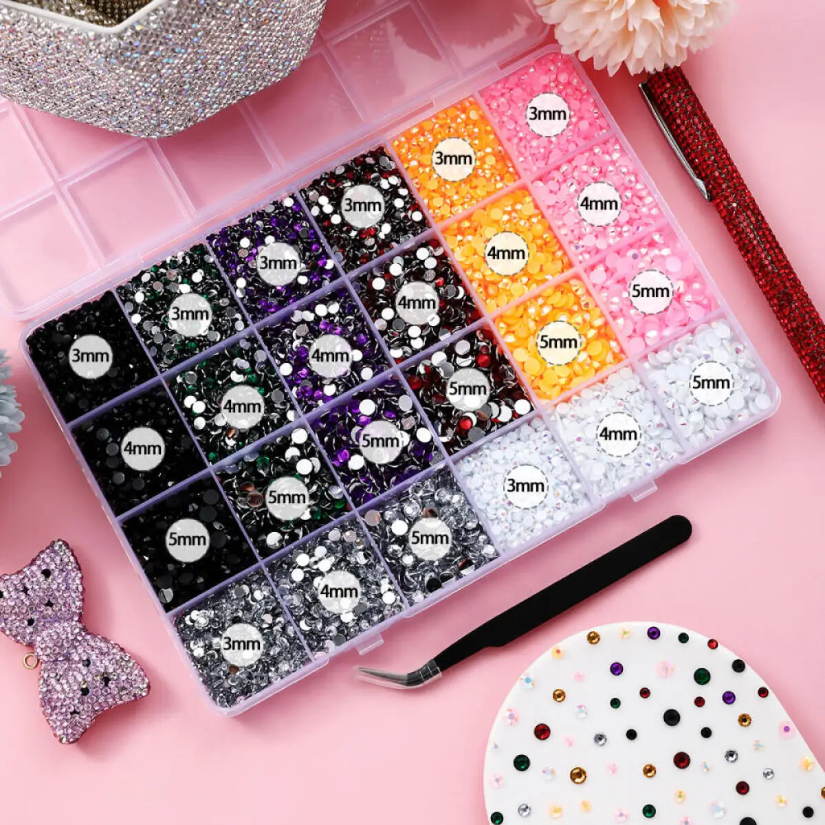 1Box New Christmas Halloween Colors AB Flatback Nail Rhinestones Multi-size Bling Crystal Gems Nail Diamond DIY Nails Decoration