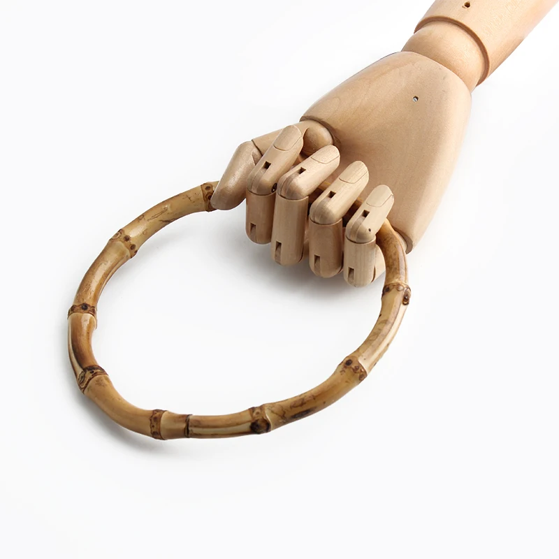 10/14/20PCS 8-25cm Natural Bamboo Bag Handles Handbag Round Ring Handle For Tote Purse Frames DIY Handmade Gift Box Accessories