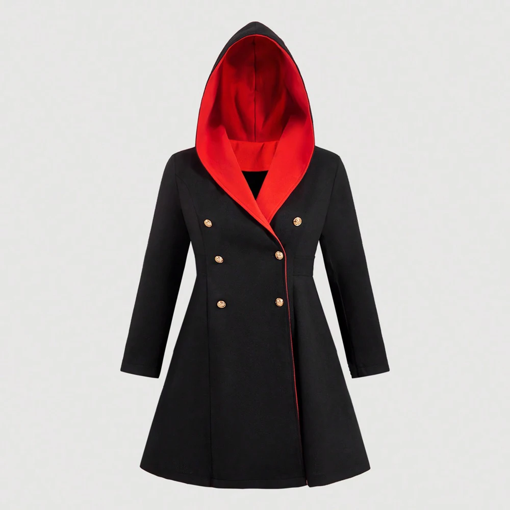 PLUS ขนาด 2025 ฤดูหนาวใหม่ MS Tweed Trench Coat PURE สี hooded ขนสัตว์เทียม Splicing Elegant WARM Double-breasted