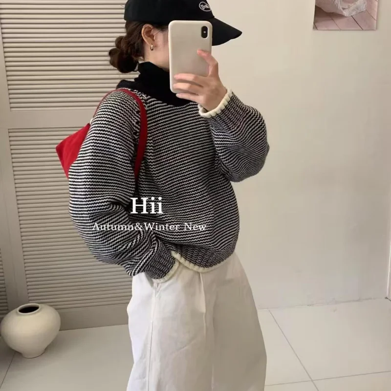 

Ленивый пуловер для женщин, вязаные топы с круглым вырезом