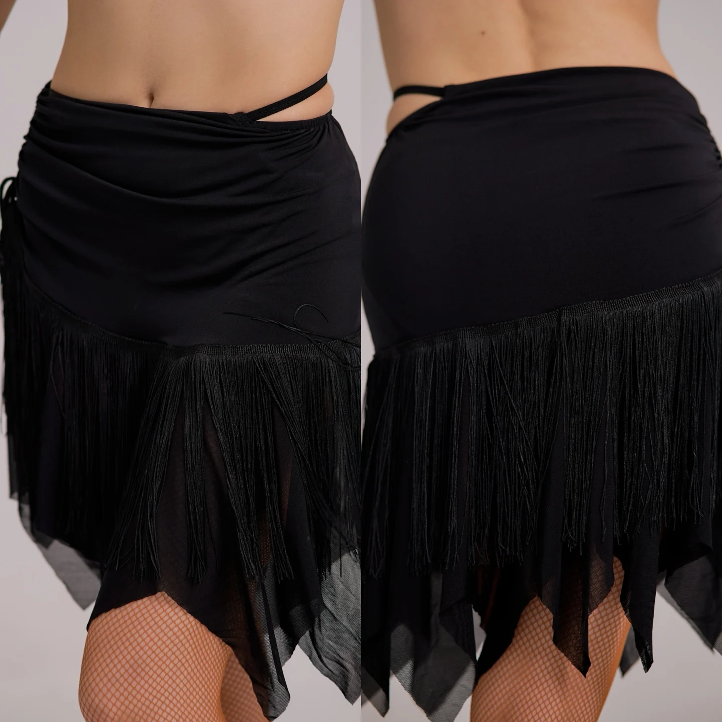 2025 Latin Dance Rock Frauen Leistung Kleidung Leopard Schwarz Mesh Fringe Rock Erwachsene Rumba Samba Tanz Praxis Tragen DNV 24165