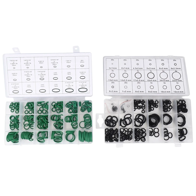 495PCS 36 Sizes O-ring Kit Black&Green Metric O ring Seals Rubber O ring Gaskets oil resistance 270pcs + 225pcs