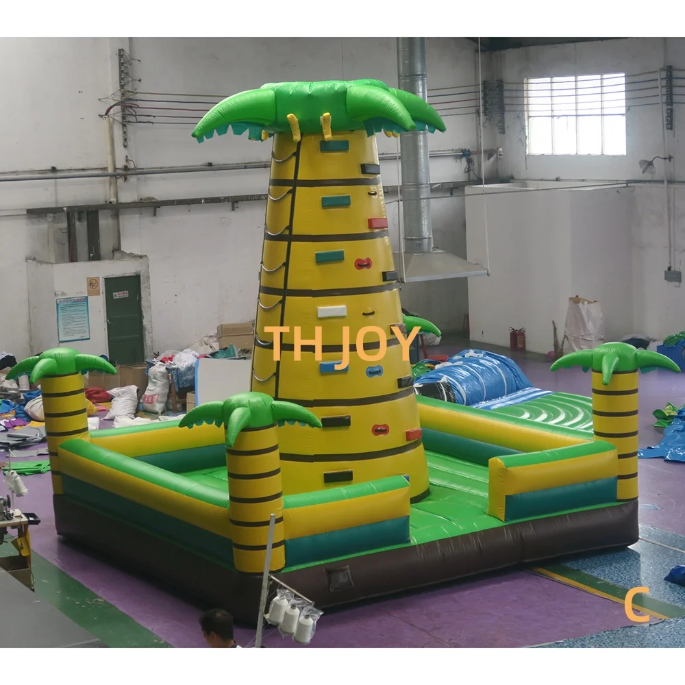 Giochi sportivi commerciali Parco divertimenti Parete gonfiabile per arrampicata su roccia, Giochi da parete per arrampicata a tema giungla gigante da 5 m 17 piedi