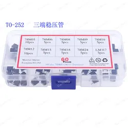 60pcs TO-252 SMD Voltage regulator transistors Assortment Kit Box 78M05 78M06 78M08 78M09 78M10 78M12 78M15 78M18 78M24 LM317