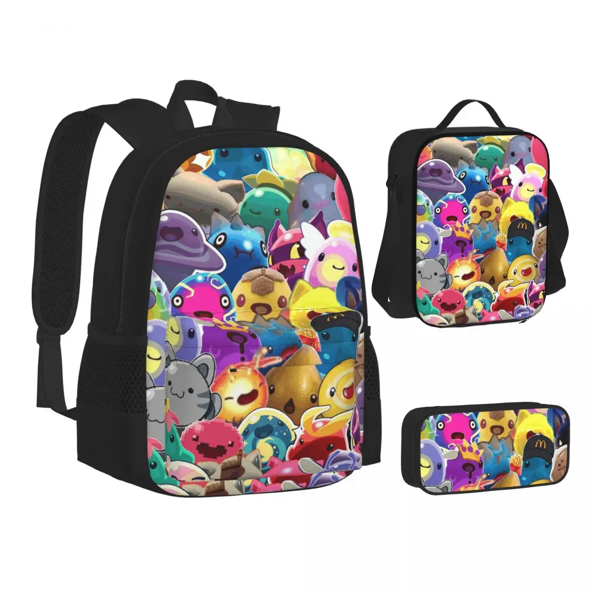 Slime Rancher Cartoon Game Anime Cute Backpacks Students Bookbag School Bags Kids Rucksack Lunch Bag Pen Bag Three-Piece Set