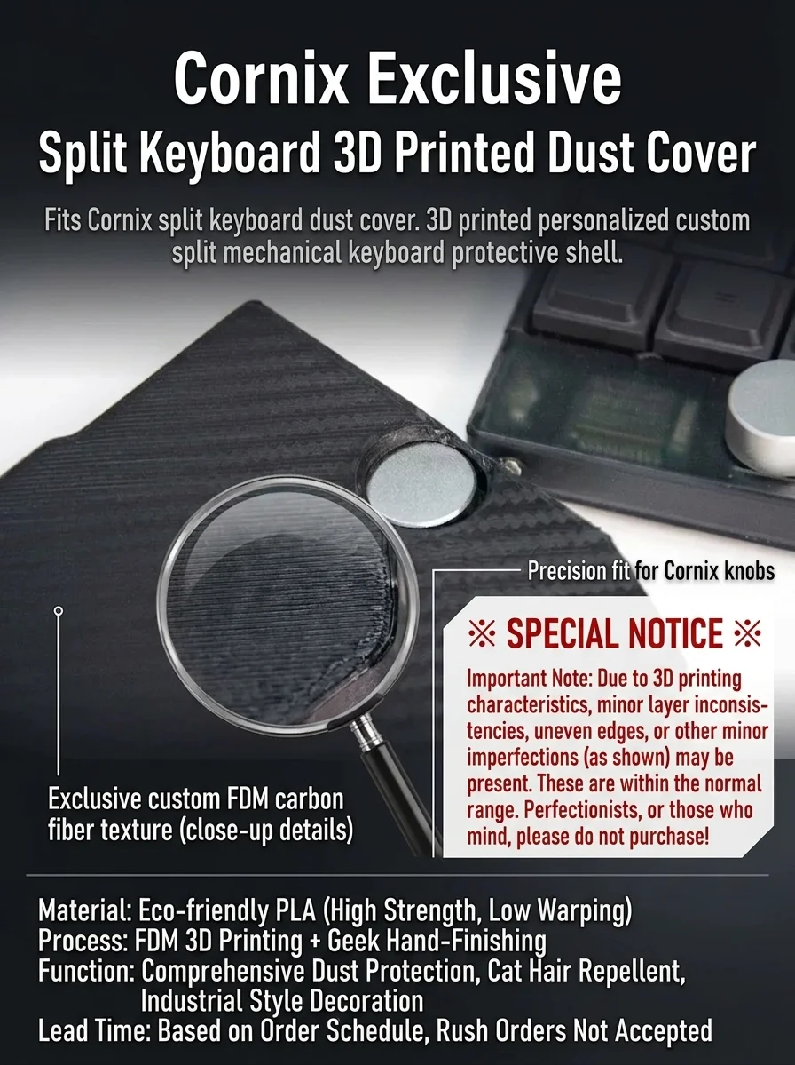 

Cornix Split Keyboard Dust Cover | 3D Printed Custom Protective Case | Mechanical Keyboard Protector