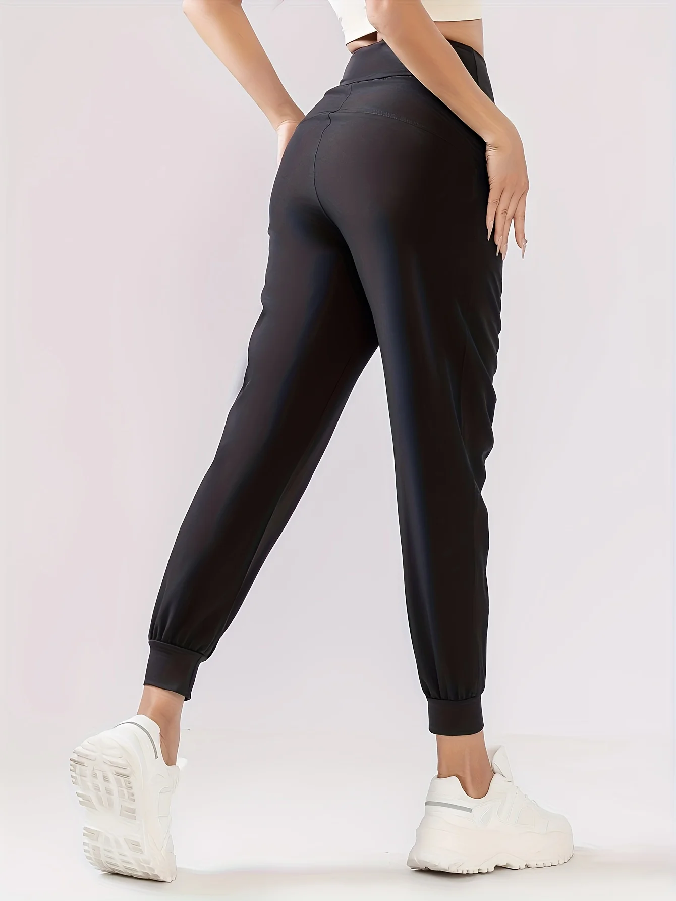 Women High Waist Loose Casual Sports Joggers, Quick Dry Breathable Yoga Long Pants, Elastic Cuff Workout Trousers for Running