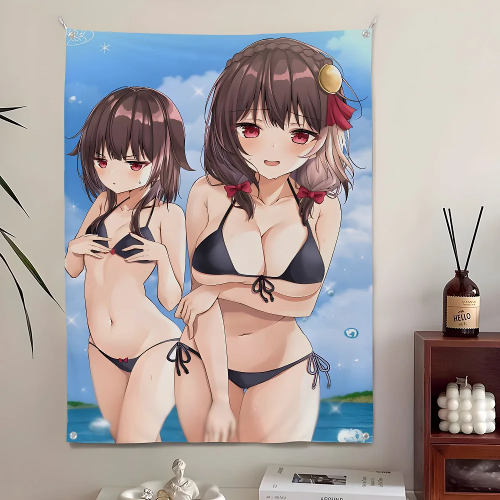 M-Megumin K-KonoSuba Anime Bandeira Casa e Jardim Ao Ar Livre Microfibra Impressa Decoração Fundo Arte Bandeira Banner