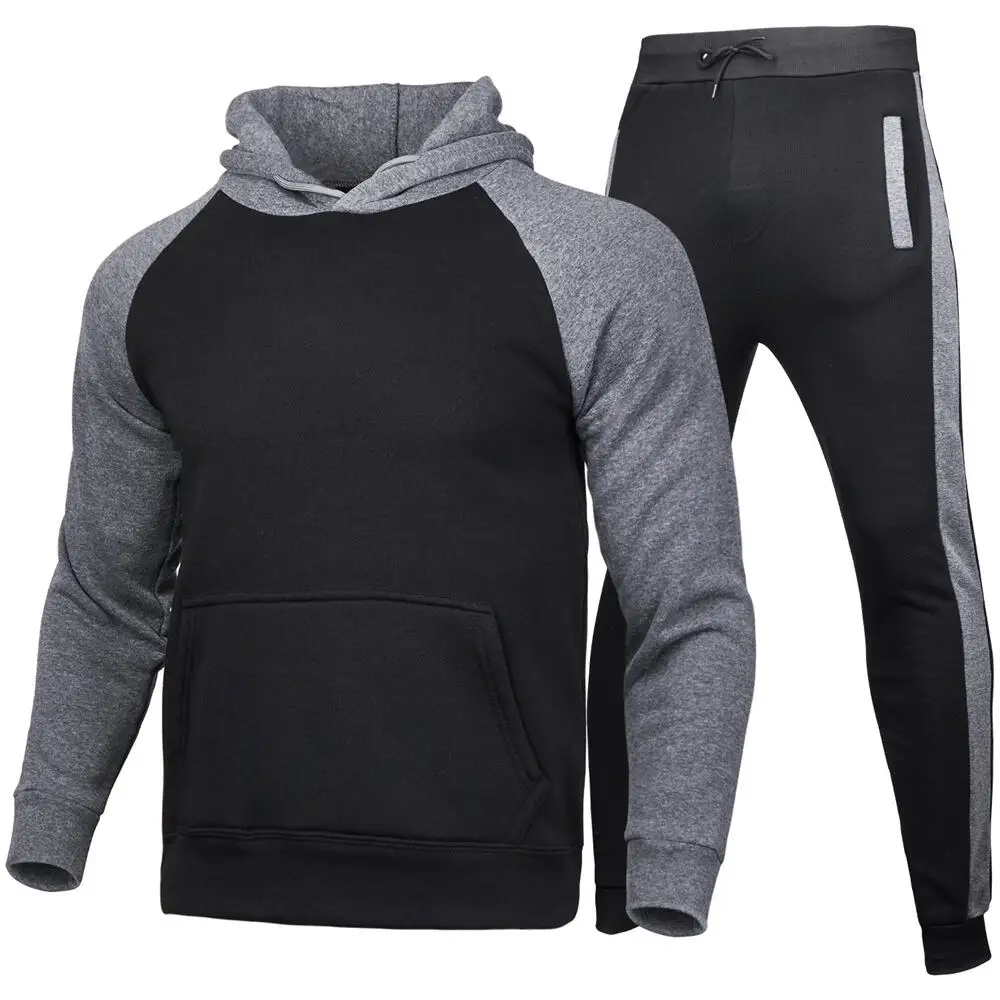 Blank Hoodies Set Men Tracksuit High Quality Fashion Graphic Outdoor Winter Warm Sweatshirt+sweatpant Sportswear Male Clothing