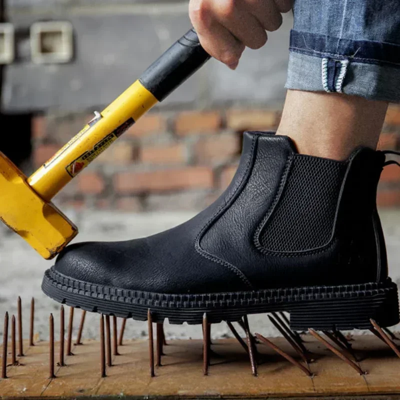 Men\'s Safety Boots Waterproof Work Shoes Male Indestructible Safety Shoes Anti-smash Steel Toe Shoes Puncture-Proof Sneakers 안전화