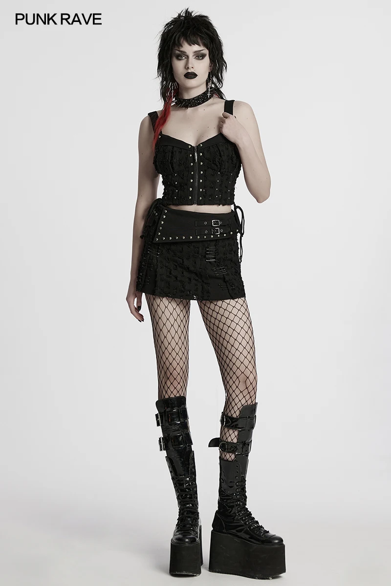 فاسق الهذيان المرأة القطعة الشرير الربط ممزق سترة جينز منحوتة رصاصة شخصية قلادة الأربطة وسيم تانك