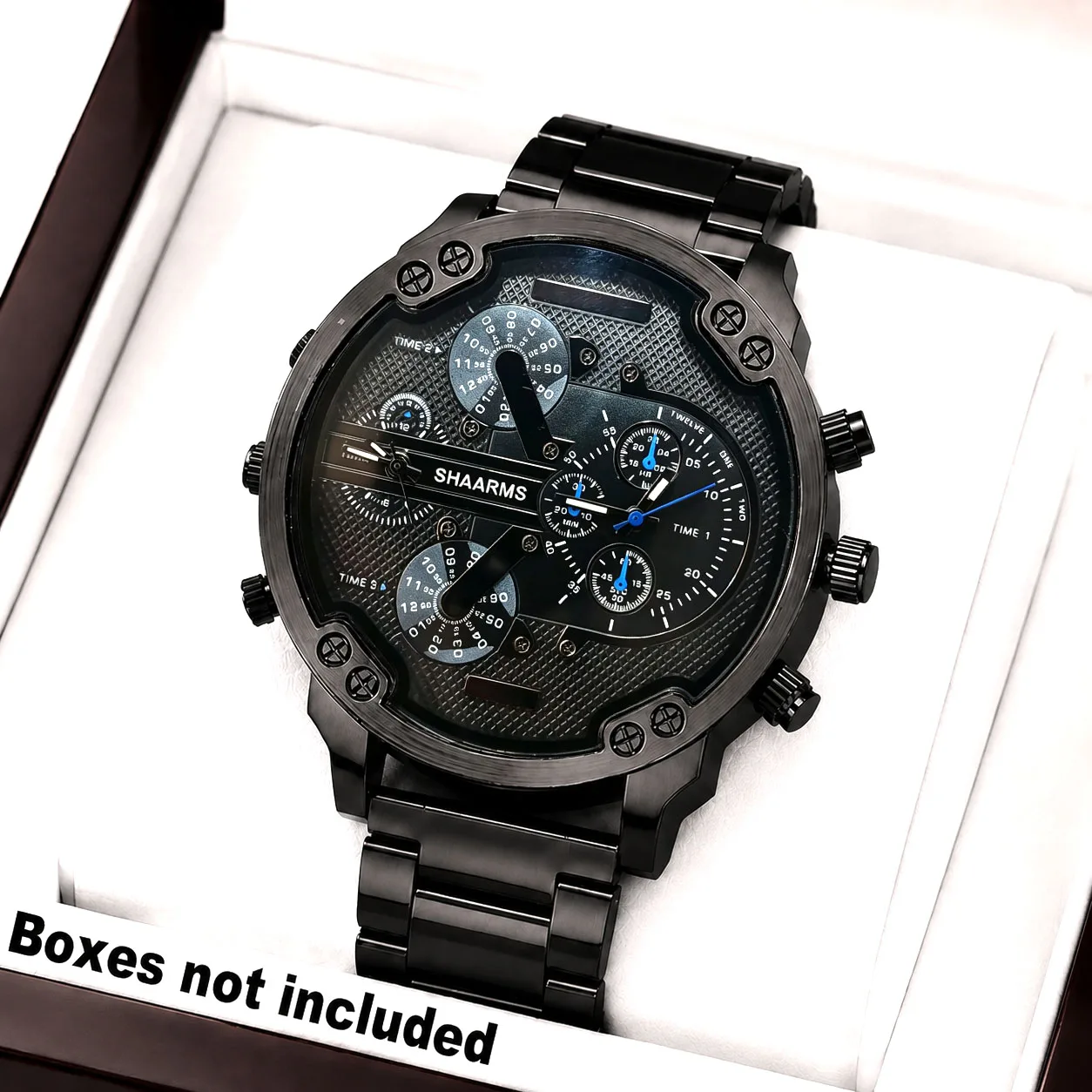 1 Black Casual Business Men's Watch with a Steel Band and a Bold Case, a Men's Exclusive Accessory