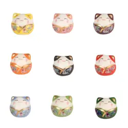 1pc Japanese Ceramic Fortune Cat Bead with Vertical Hole Pendant Charm for DIY Necklace Bracelet Jewelry Making Accessories