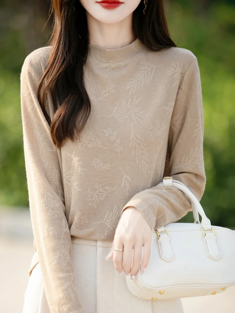 

Женская вязаная шерстяная кофта с круглым вырезом, весна 2025, новая модель, с вышивкой, базовый слой, большие размеры, премиум-качество, смесовая шерсть