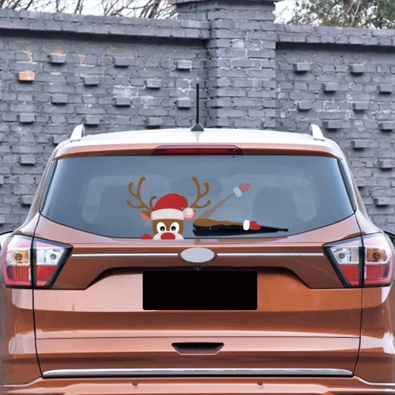 1pcs Car Window Stickers Rear Wiper Stickers Santa Claus Snowman Sticker For Car Christmas Decoration Dropship