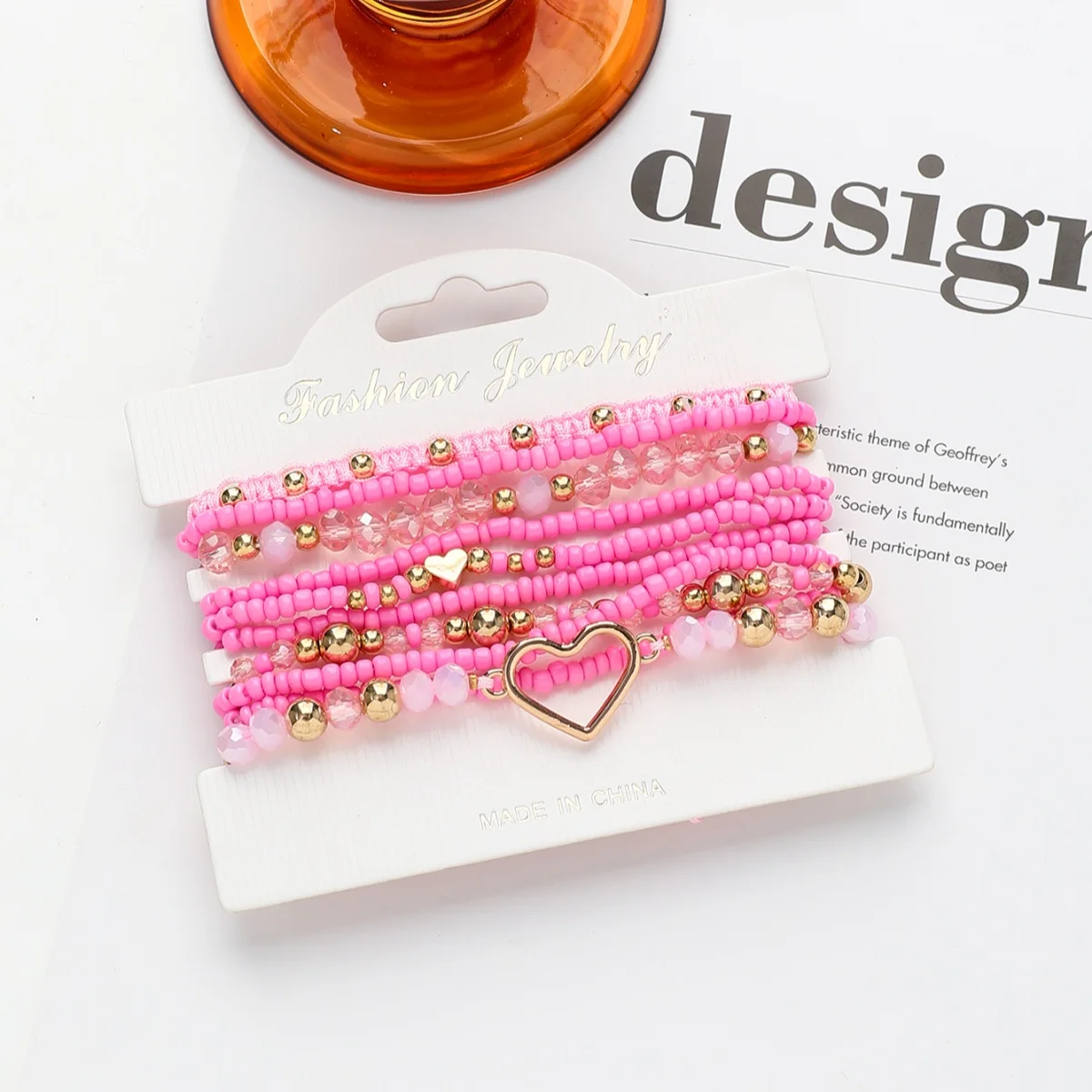 10Pcs/Set Bohemian Handmade Rice Beads Heart-Shaped Bracelets Set For Women Jewlery Accessories ﻿