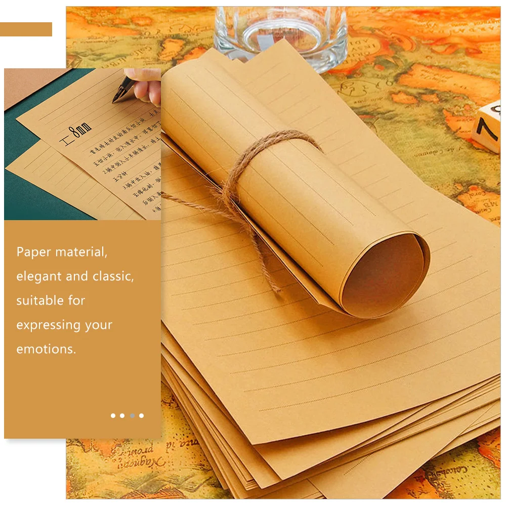 100 Sheets Kraft Paper A5 Letter Stationery Writing Retro Style Message Papers Literature and Student