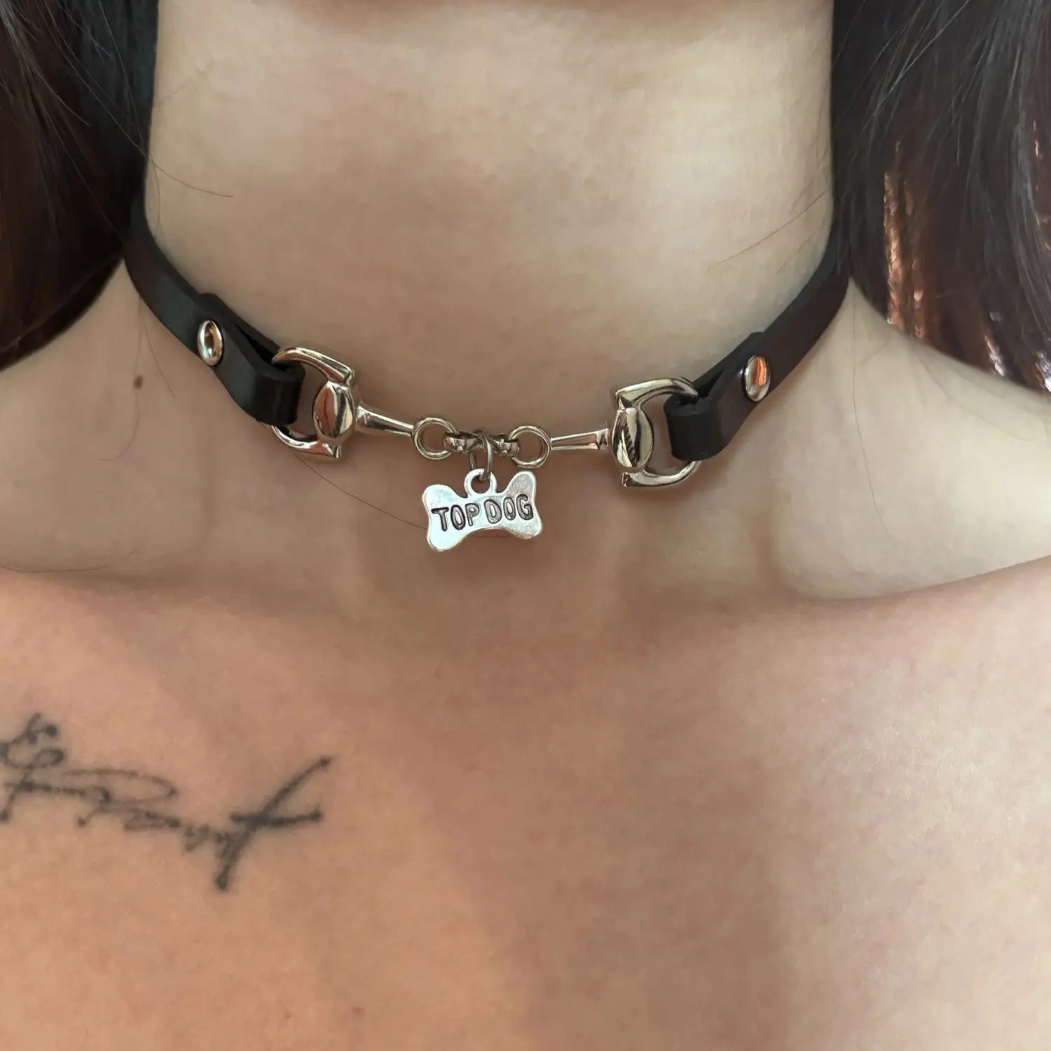 Punk Dark theme  Sweet and Cool Hot girl  Subtle design sense Versatile Bell Bone  Leather Stainless steel Collar