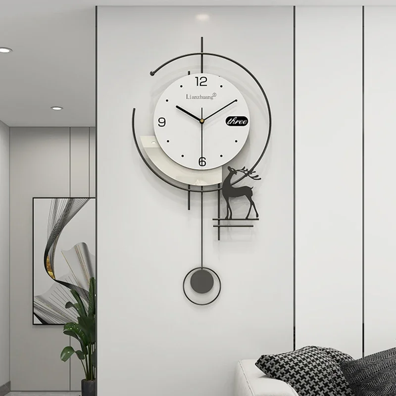 Modern Stylish Wall Clock Luxury Interior Creativity Household Wall Clock Non-punching Reloj Pared Cocina Home and Decoration