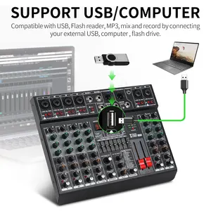 Professioneller Sound -Audio -Mixer Xtuga, 6, 8 Kanäle, 48 V, 2 Aux, Mischkonsole, 99 digitale Effekt, USB -Aufnahme, Bluetooth, DJ -Mix -Tabelle 8 Hauptverkauf Digitalkonsolen Mix Professional - №7