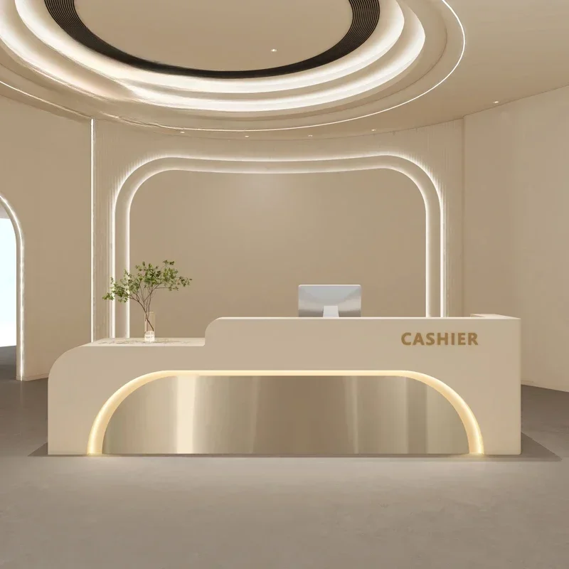 

Italian Minimalism Reception Desks Modern Originality Corporation Shop Counter Beauty Podium Salon Furniture Receptionsdisk FYRD