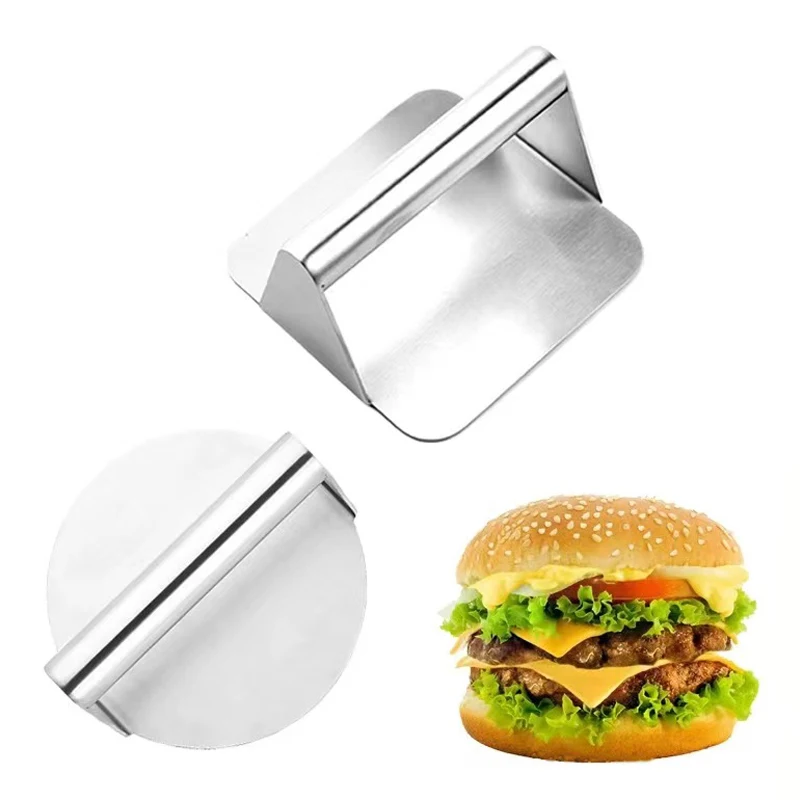 430 Stainless Steel Hamburger Meat Press Circular Square Burger Meat Press Kitchen Tool Meat Press Plate 1PC