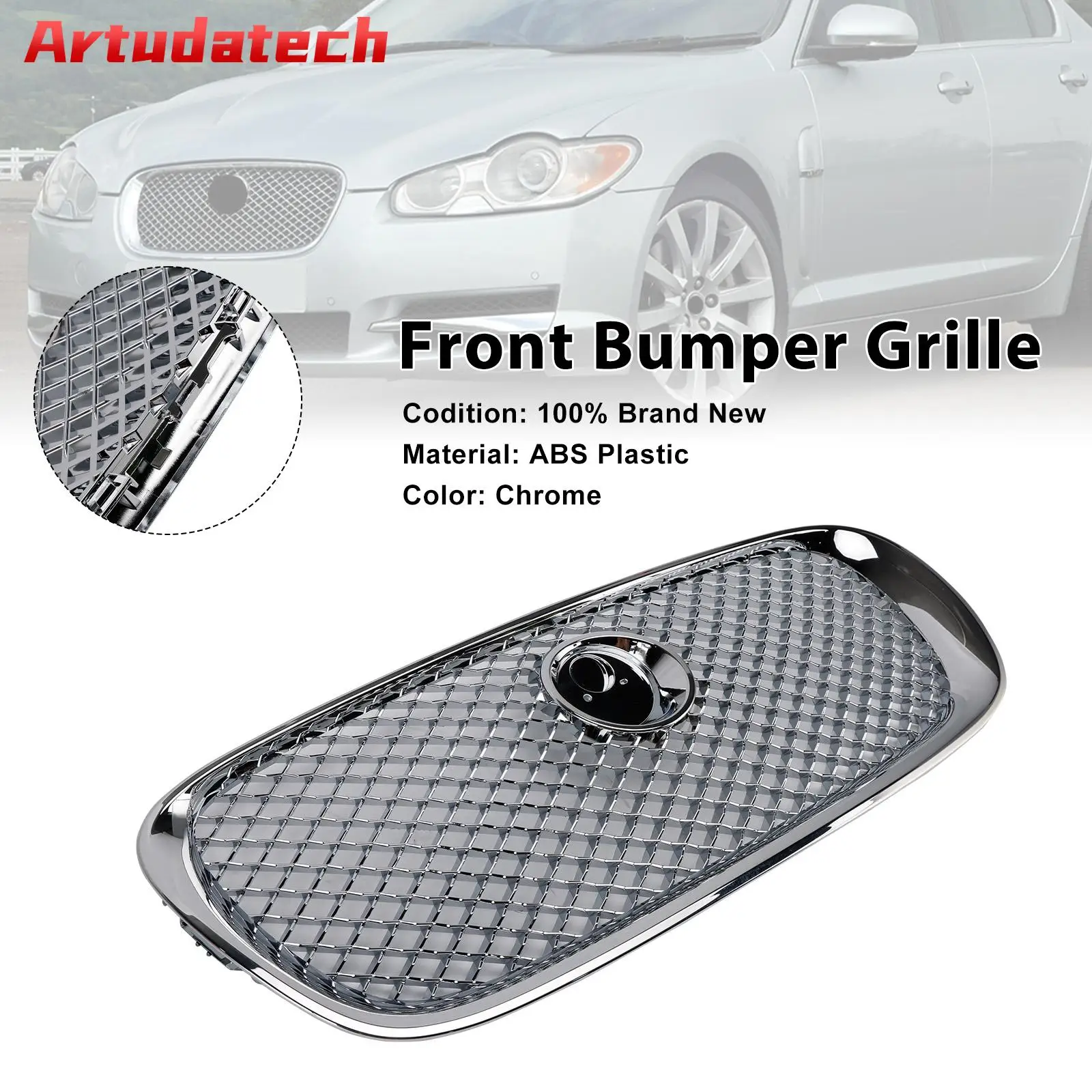 Artudatech XF-R نمط المصد الأمامي شواء مصبغة صالح لجاكوار XF 2008 2009 2010 2011 كروم