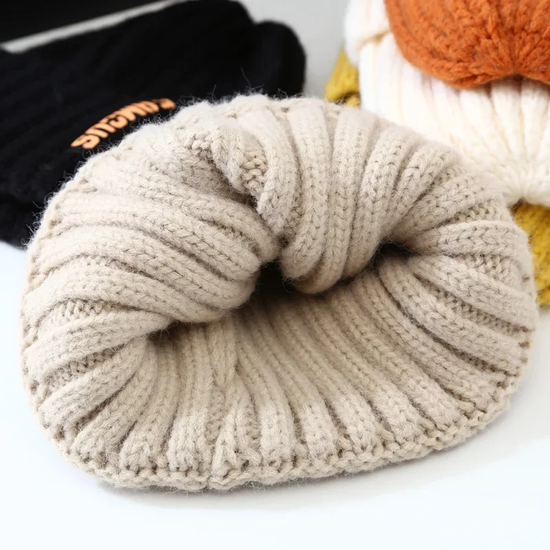 New Knitting Beanies Winter Caps For Men Women Warm Solid Color Hat Soft Woolen Crochet Unisex Take Cold Cap Beanie