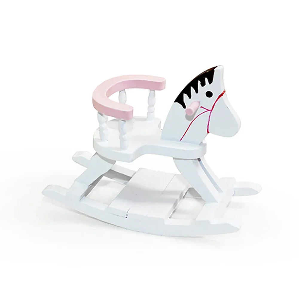 1/12 Dollhouse Miniature Accessories Mini Wooden Horse Chair Simulation Furniture Model Toy for Doll House Decoration