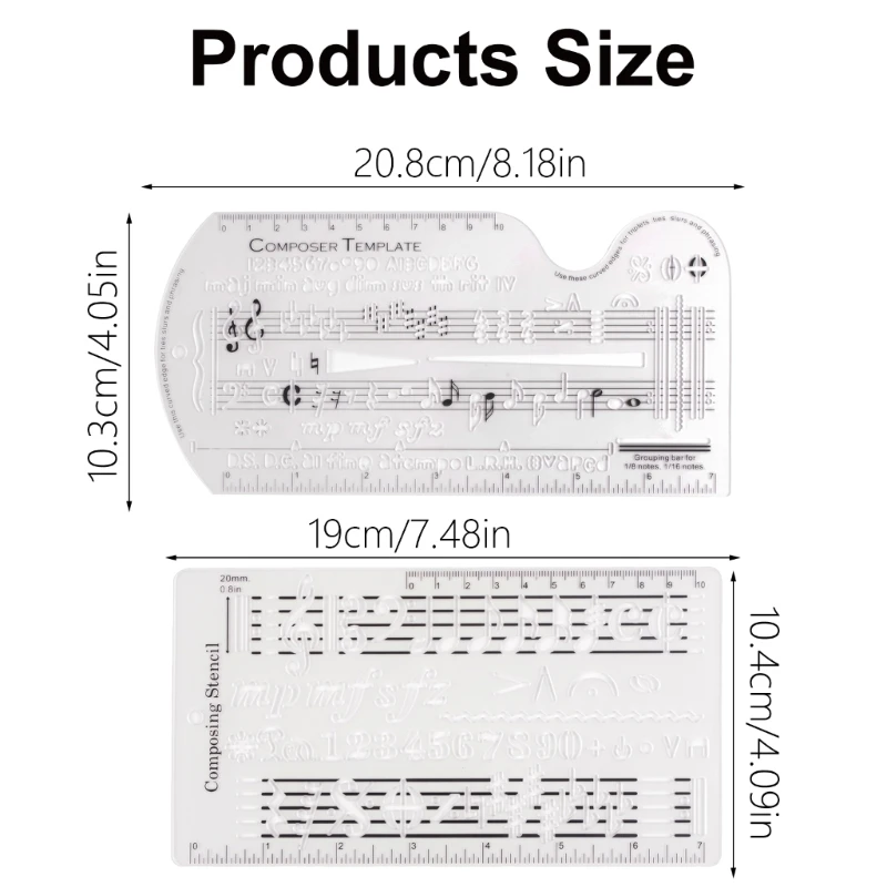 직원 드로잉 눈금자 노래 작사 작곡 템플릿, 스텐실 작곡, 음표 각인 도구