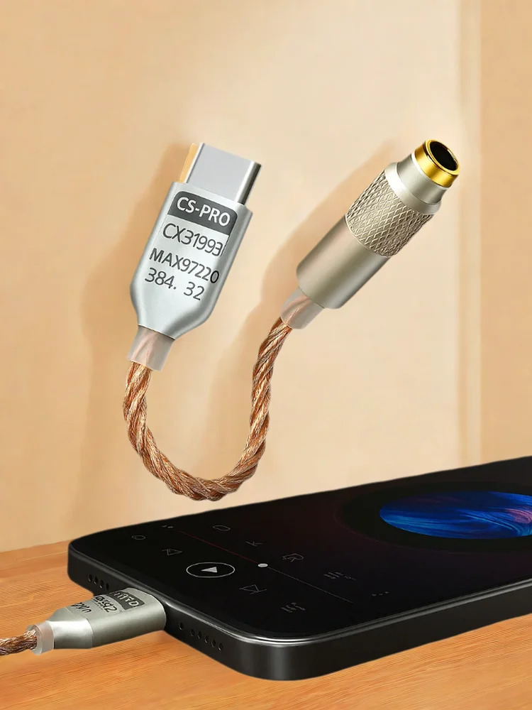 Adapter słuchawkowy DAC typu C do 3,5 mm CX31993 MAX97220 Podwójny kabel wzmacniacza chipowego do komputera z systemem Android HiFi Audio DSD 384 kHz 32-bitowy — zdjęcie produktu 7