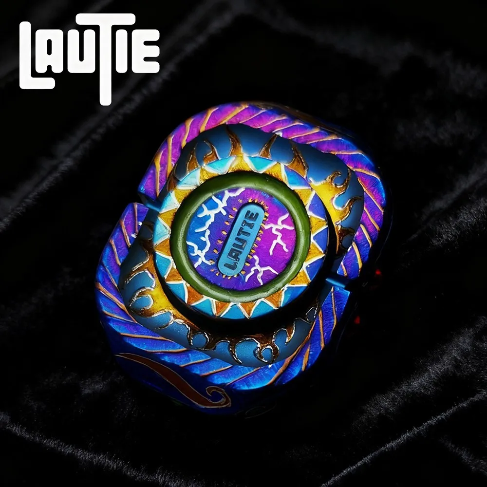 LAUTIE EDC BIT01 Titanium Blue Fidget Spinner Luminous Handmade Carving Stress Relief Toy Fidget Toys For Adults