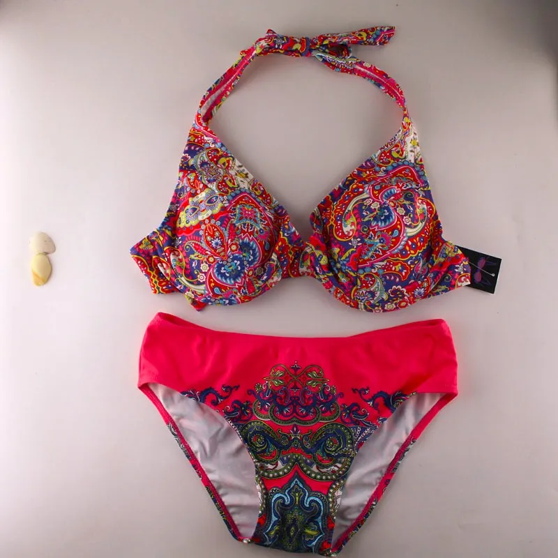 

XL-3XL Bandage Plus Size Women Swimsuit Swimwear 2026 Summer Push Up Bikinis Women Bohemia Lady High Waist Bathing Suit Biquini