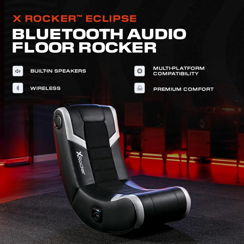 Video Gaming Floor Rocker Chair, Built-in Audio Speakers, Foldable for Bedroom or Game Room, Gifts for Gamers, Boys Girls Teens