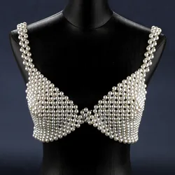 European and American Exaggerated Design Pearl Vest Gorgeous and Elegant Catwalk Tube Top Decoration Temperament Body Chain for