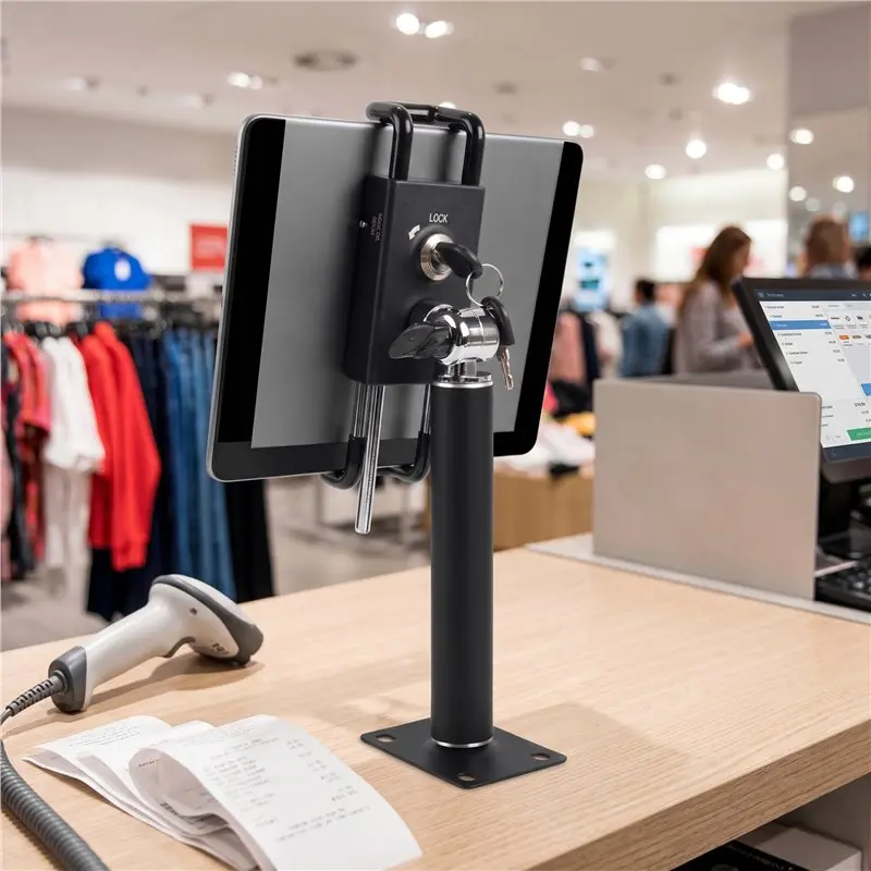 New Arrivals-Heavy Duty Desktop Tablet Kiosk Stand Holder Countertop POS Display Mount With Security Lock And Key