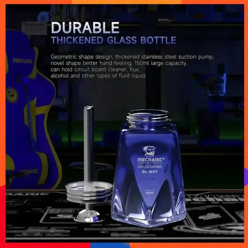 

ESD Fluid Dispenser 150ML Glass Alcohol Bottle Triple Filtration & Raised Water Tray Use for Circuit Board Cleaner Flux Alcohol