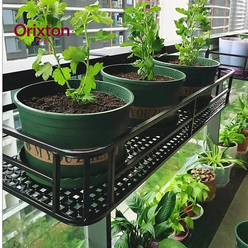 Expansive Iron Art Balcony Rail Organizer Elegant Decorative Hanging Pot Holder European-Style Flower Stand Urban Green