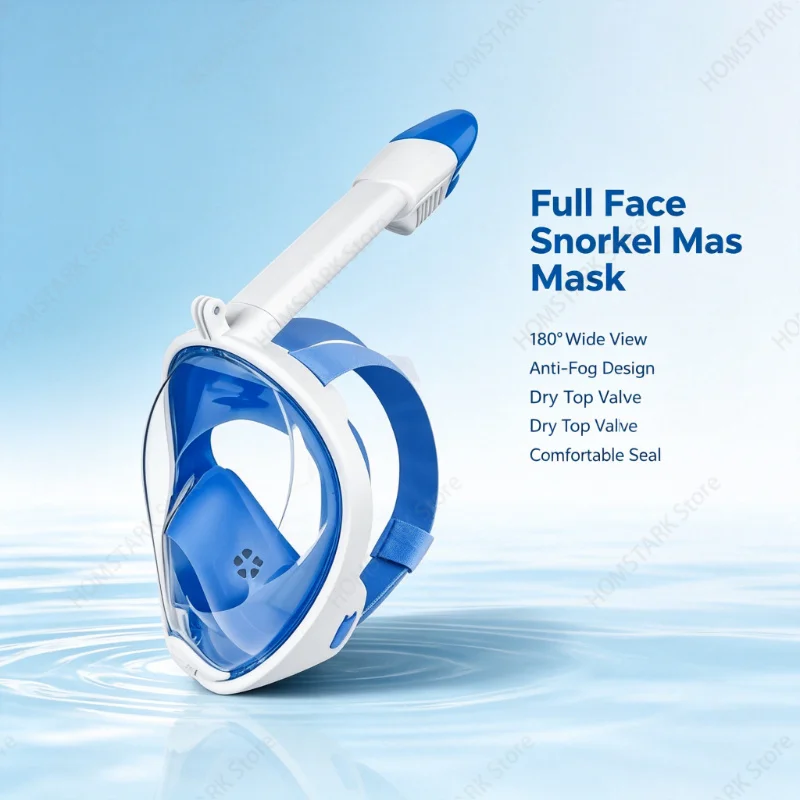 Full‑Dry Full‑Face Snorkel Mask Set,Direct‑Insert Breath Diving Mask for Adult Kids Swimming Snorkeling Outdoor Sports Accessory