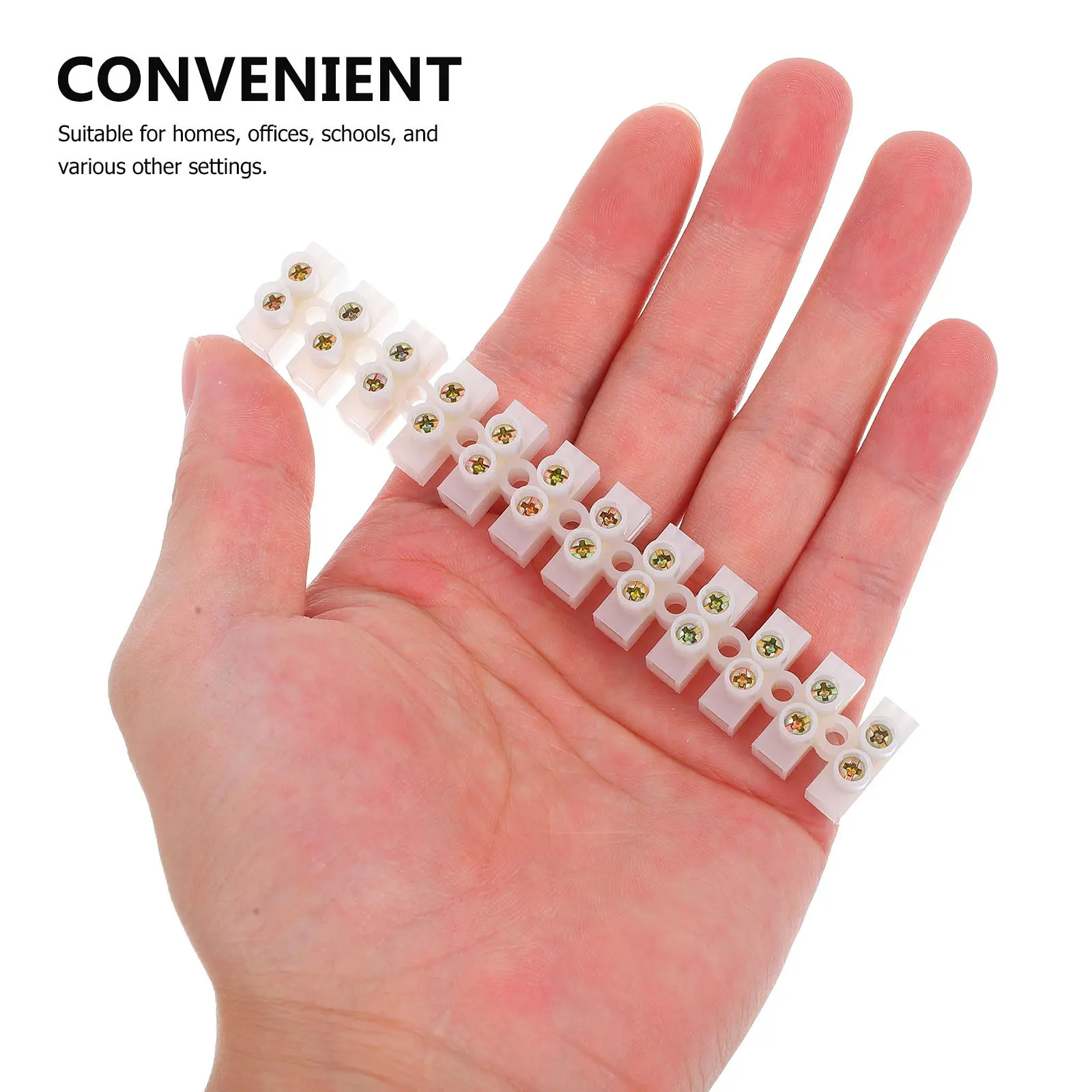 20Pcs 12-Position White Dual Row Electric Terminal Block Screw Connector Strip Compact Space Saving for Home Office School