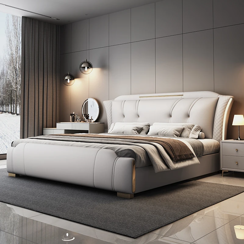 

Modern Decoration Double Bed European Design White Wooden Double Bed Storage Luxury Camas Matrimoniales Furniture For Home