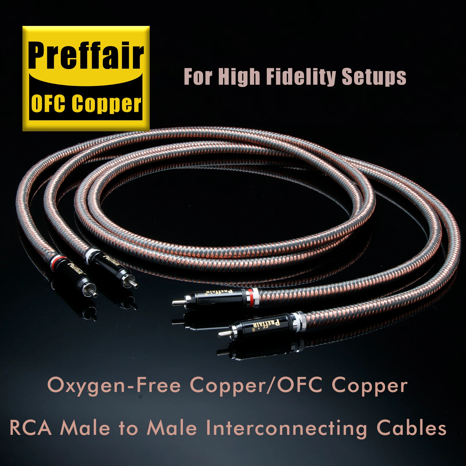 Hifi OFC pure copper RCA Cable High Fidenlity RCA Interconnect Audio Wire Rhodium Plated plug for CD amplifier