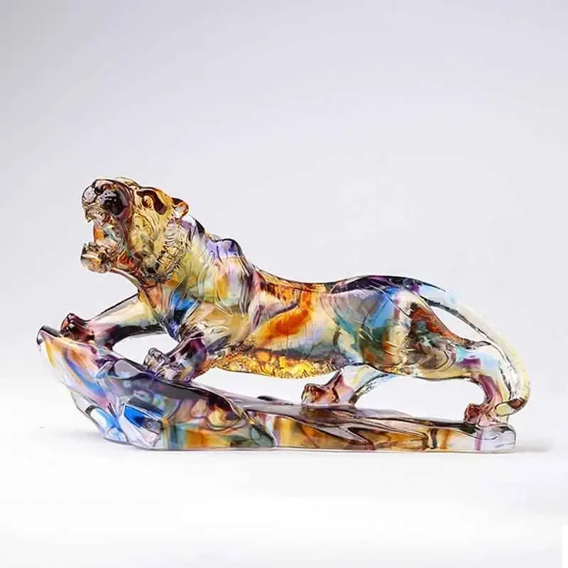 Glazed Crafts statues Ornaments,Tiger Sculpture Artwork,Office Living Room Desktop Decoration,Luxury Art Gifts,Nordic room decor