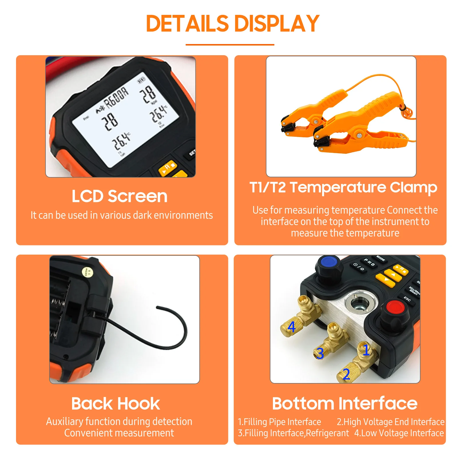 Manifold Gauge Refrigerant Manifold Gauge Set Air Conditioning Tools for Air Conditioning Temperature Tester