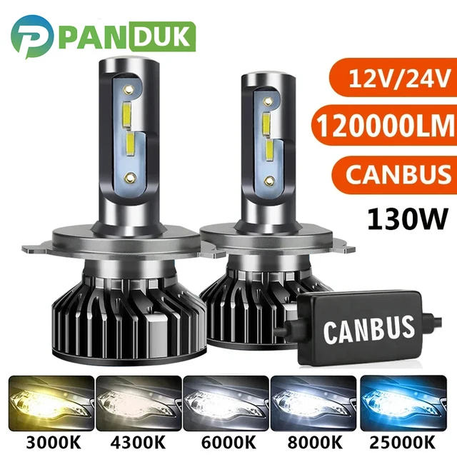 Reflektor samochodowy PANDUK 120000 LM 130W CSP H4 LED H7 Canbus H1 H3 H8 H11 9005 9006 3000K 6000K Samochodowe reflektory samochodowe LED do samochodu