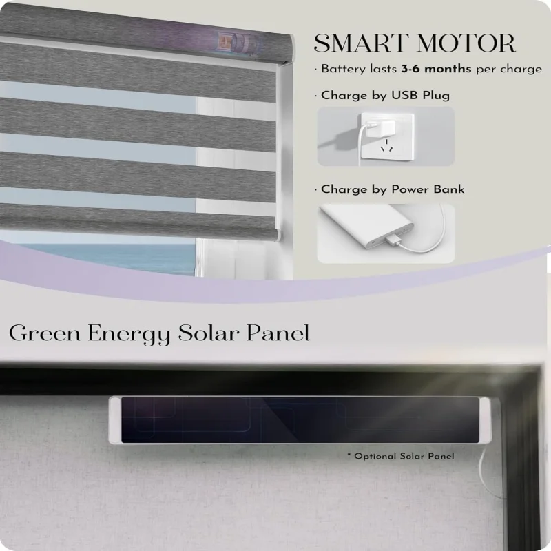 Custom Window Shades Wrapped Fabric On Cassette Charge By USB Plug Zigbee Wifi Battery Motor Motorized Zebra Blinds For Home