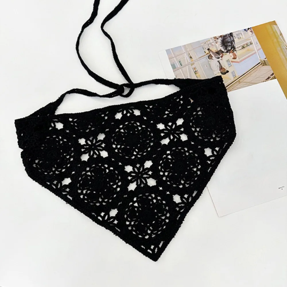 New Style Hollow Floral Headband Crochet Weave Headwear Ribbon Knitting Bandana Women